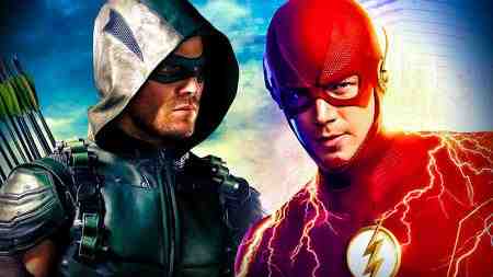 Stephen Amell as Green Arrow, Grant Gustin as The Flash