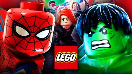 LEGO Spider-Man, LEGO Black Widow, LEGO Hulk, LEGO logo