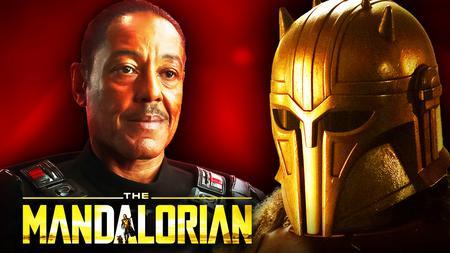 Giancarlo Esposito as Moff Gideon, The Armorer, The Mandalorian logo