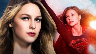 Closeup of Melissa Benoist as Supergirl, Melissa Benoist as Supergirl flying