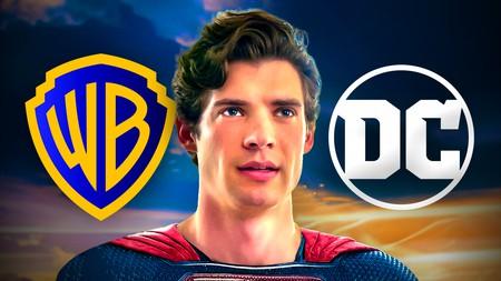 David Corenswet as James Gunn's Superman, Warner Bros and DC logos