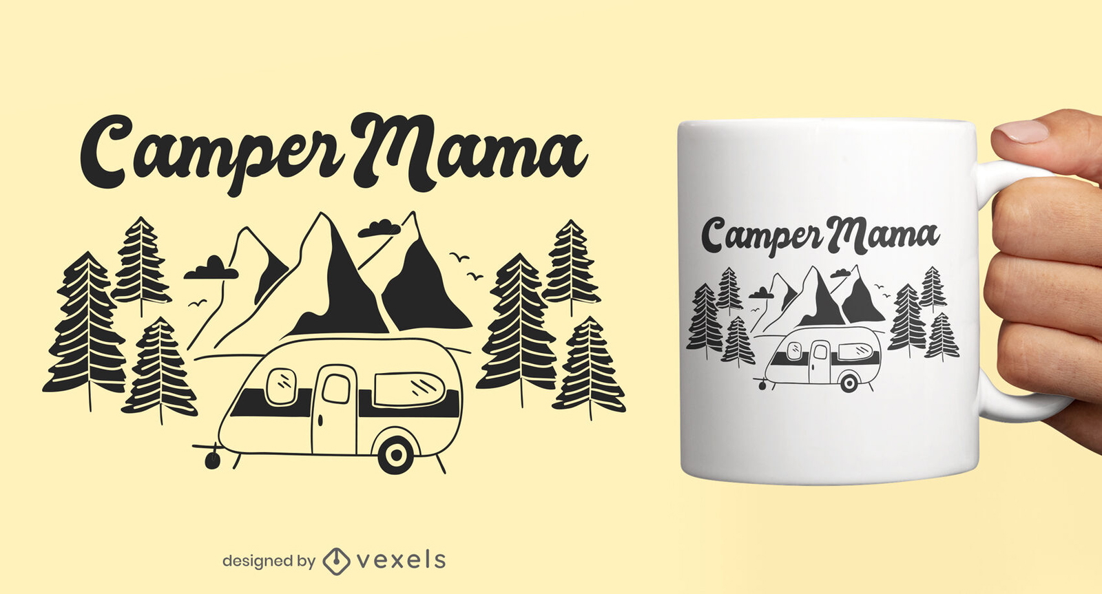 Camping Van Nature Doodle-Tassendesign