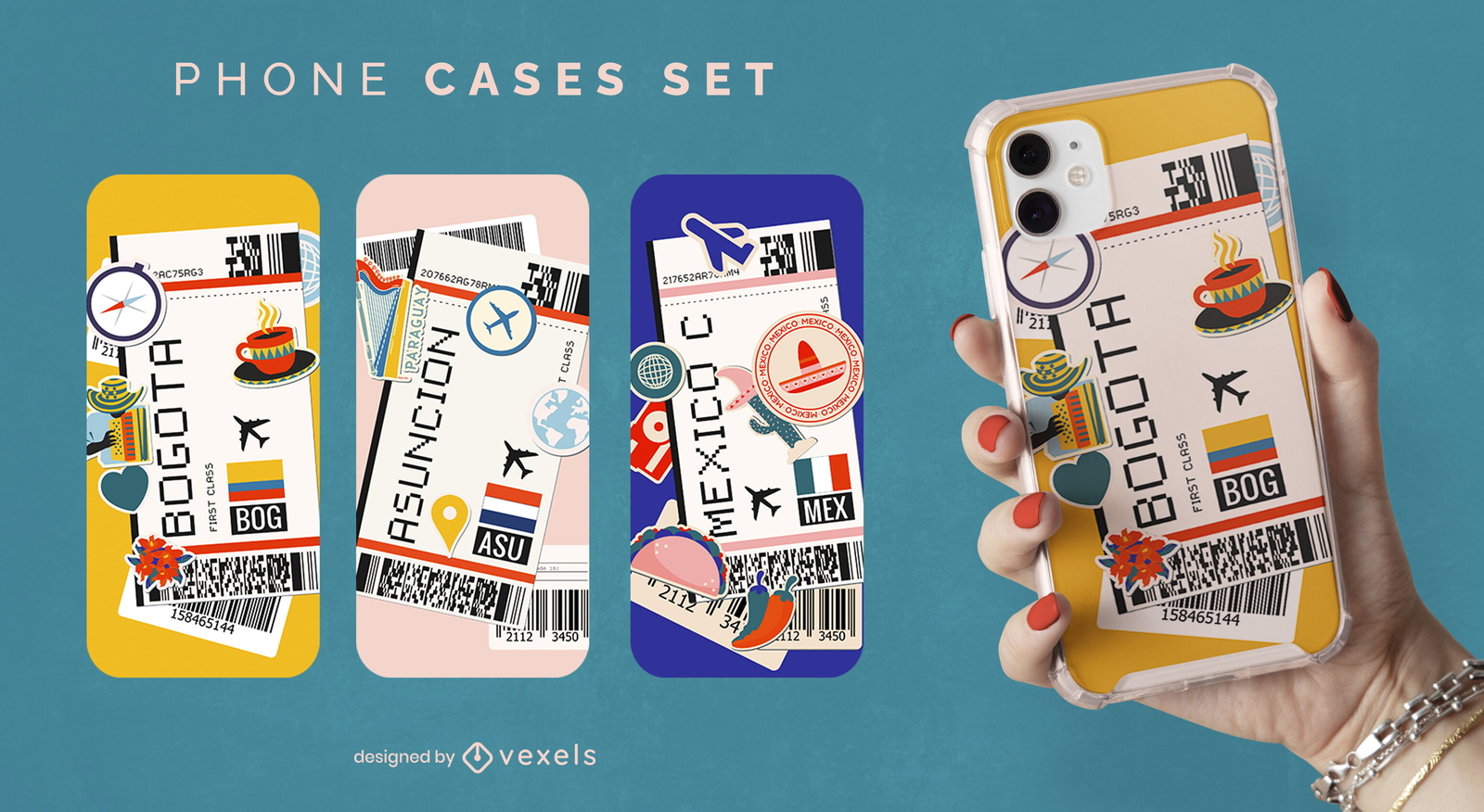 Latin america boarding passes phone case set