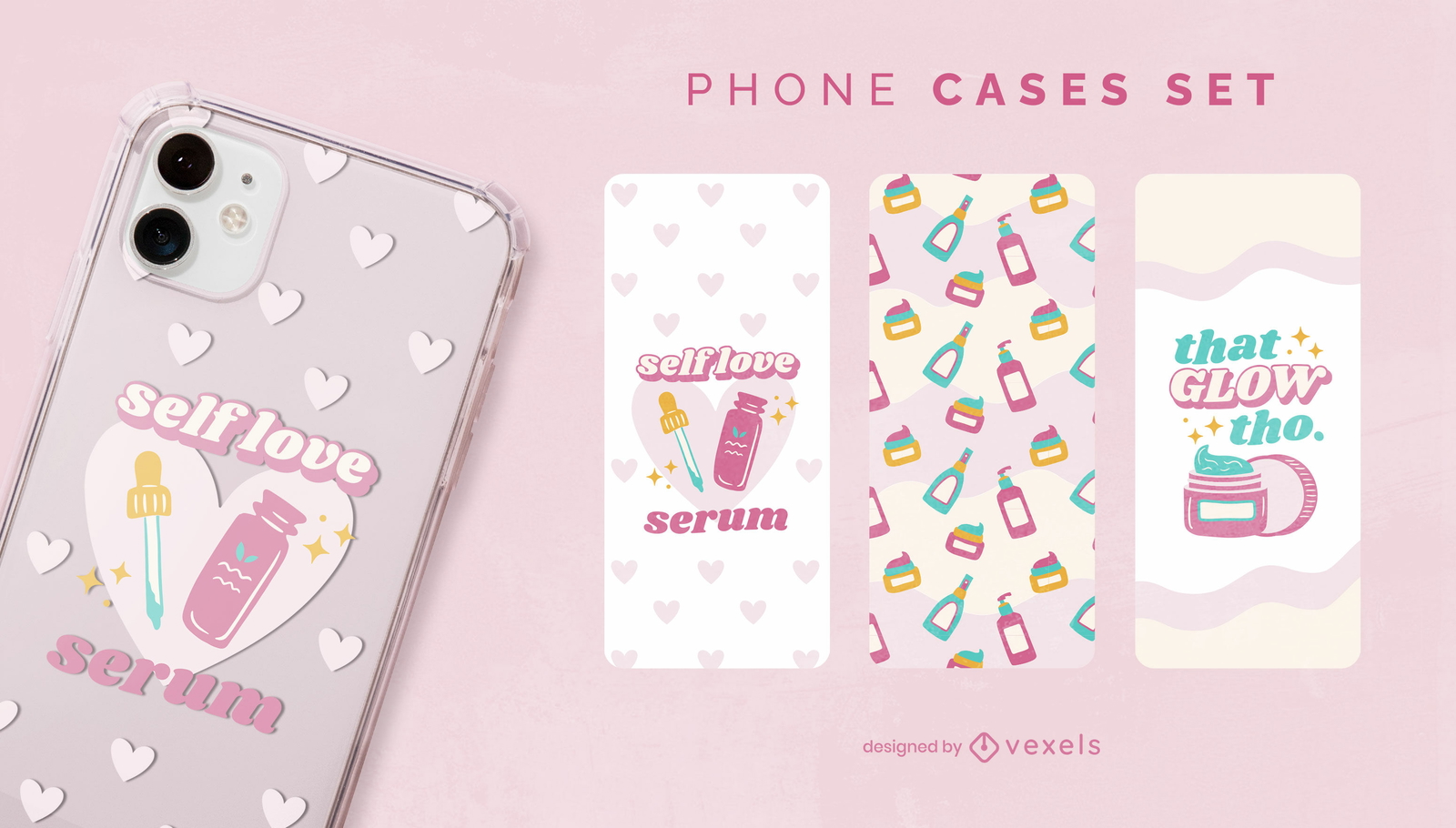 Skincare love phone cases set