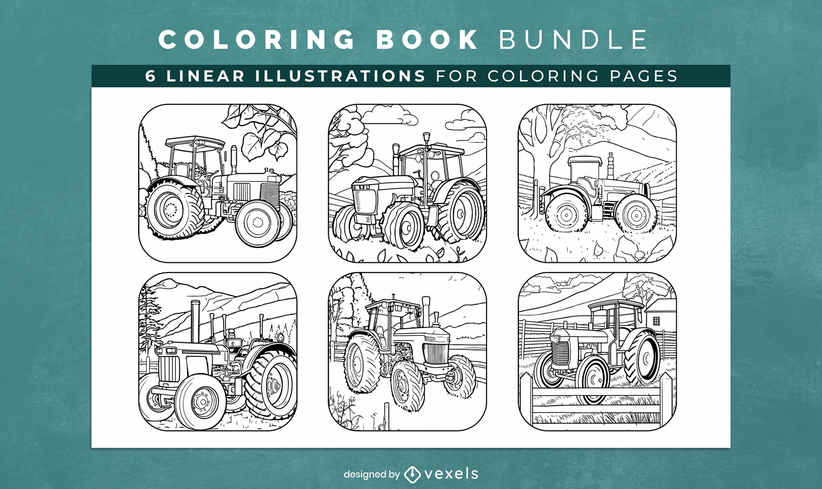 Hand drawn trucks coloring book KDP interior design