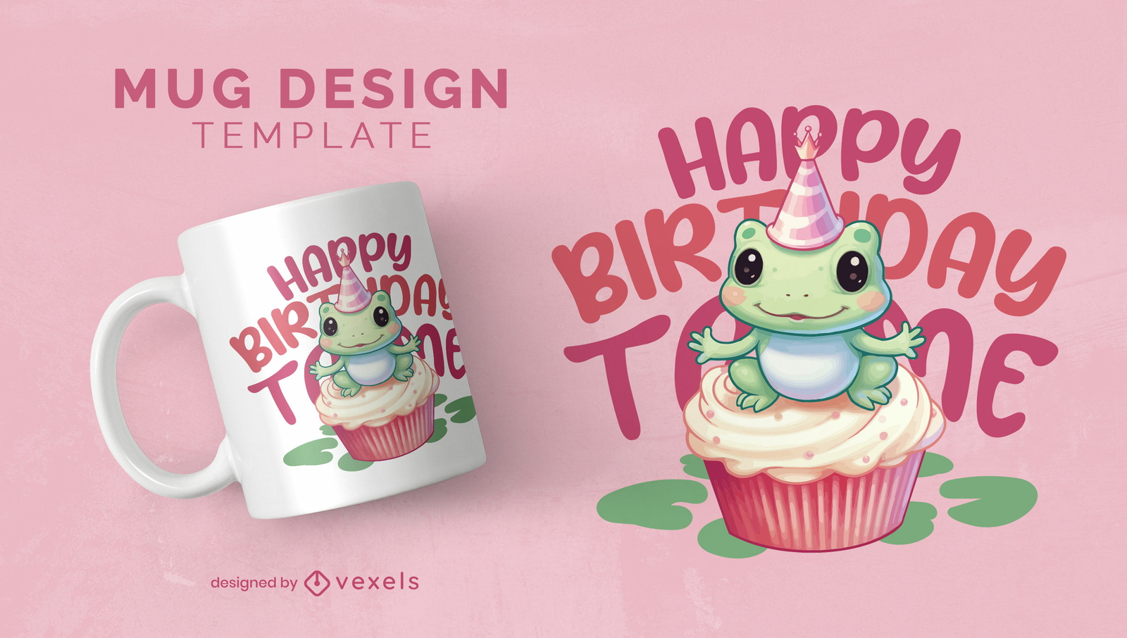 Niedliches Froschtier auf Cupcake-Becher-Design