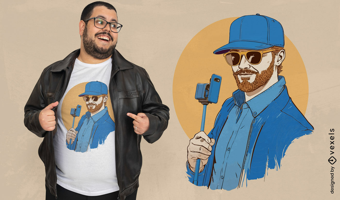 Selfie-Stick-Mann-T-Shirt-Design