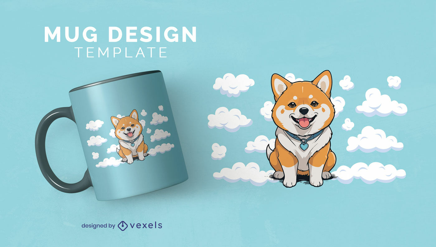 Shiba Inu zwischen Wolken Tassendesign