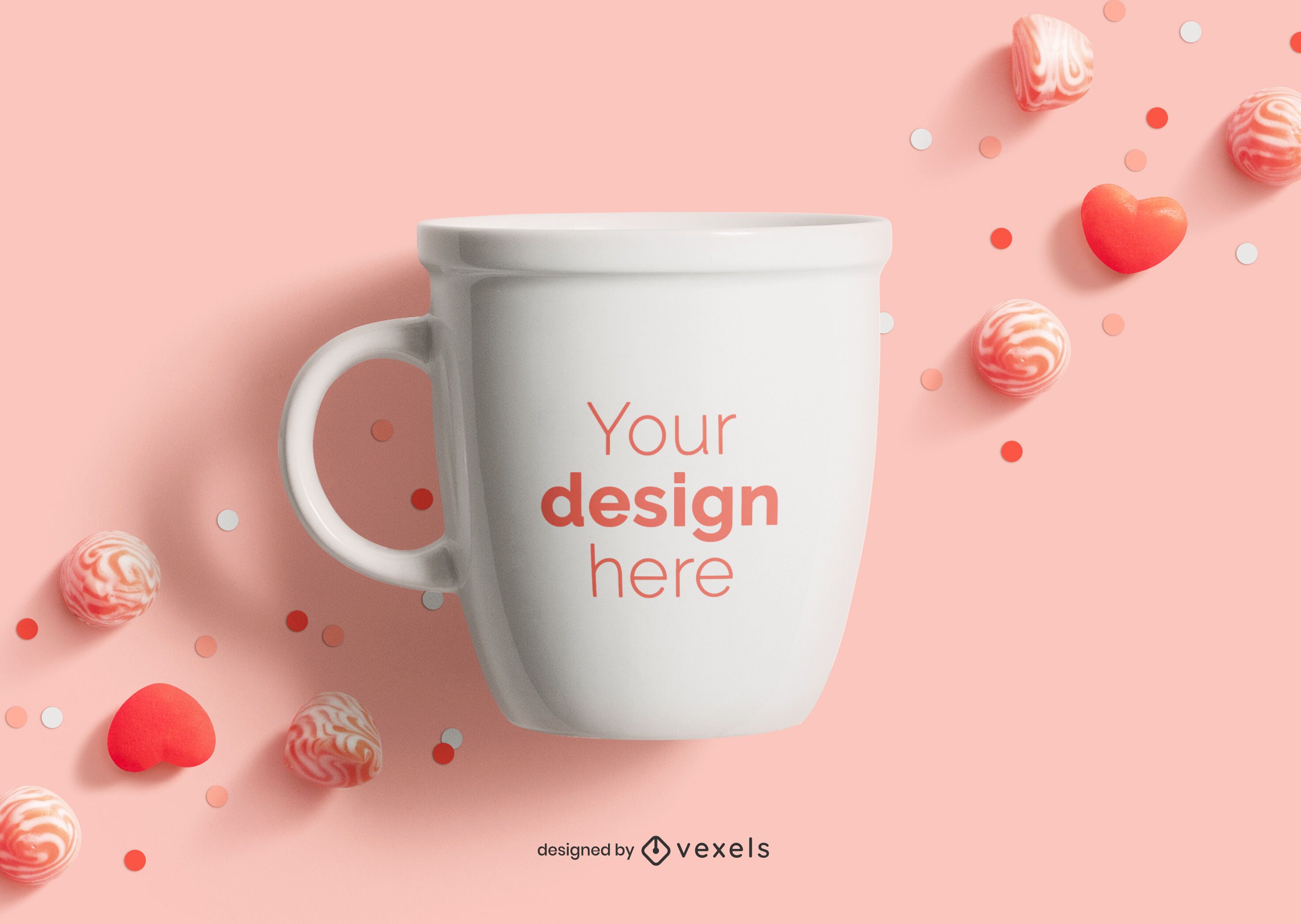 Valentine's day mug mockup composition