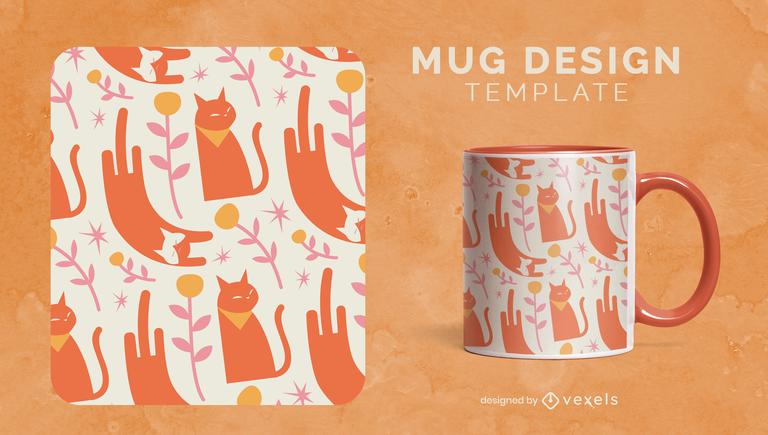 Cats pet animals mug template design