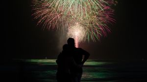 Preview wallpaper love, fireworks, silhouette, dark