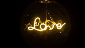 Preview wallpaper love, neon, lamp, inscription, word