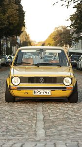 Preview wallpaper volkswagen, golf, mk1, yellow, front view