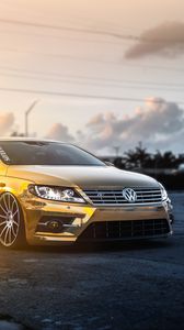 Preview wallpaper volkswagen, passat, cc, golden, mist