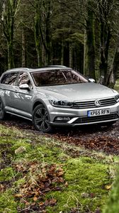 Preview wallpaper volkswagen, passat, side view, moss, forest