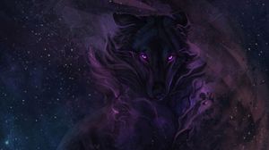 Preview wallpaper wolf, art, night, dark