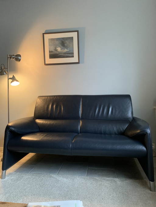 Leolux Two-Seater Sofa Blue Leather