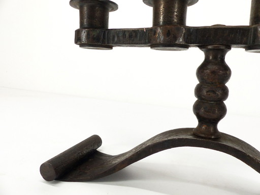 Brutalist Art Deco Wrought Iron Candelabra - Charles Piguet