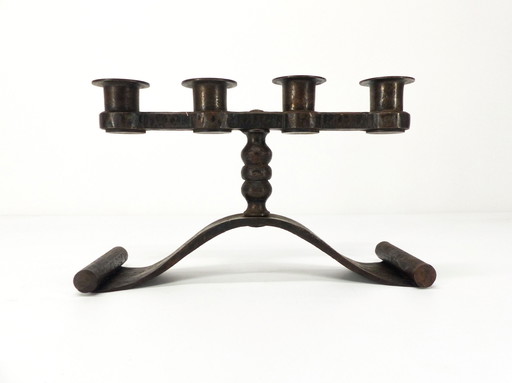 Brutalist Art Deco Wrought Iron Candelabra - Charles Piguet