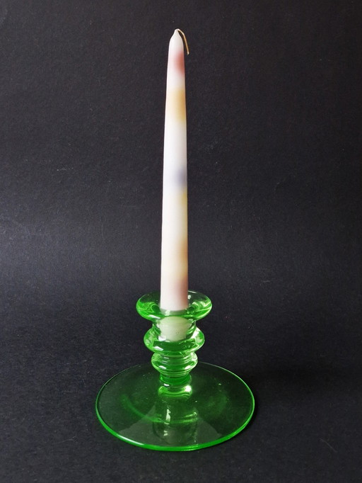 Green Art Deco Candlestick