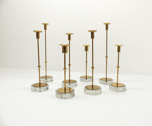 Suite Of 8 Scandinavian Candleholders Gunnar Ander For Ystad Metall 1960