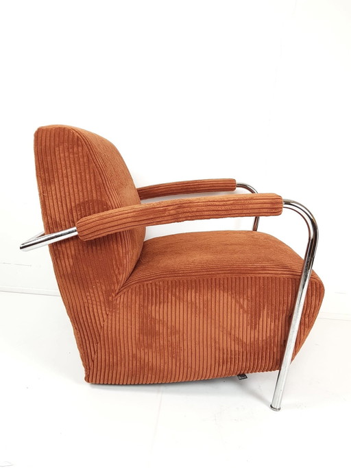 Leolux Skylla Armchair Rust Brown Rib New Upholstered