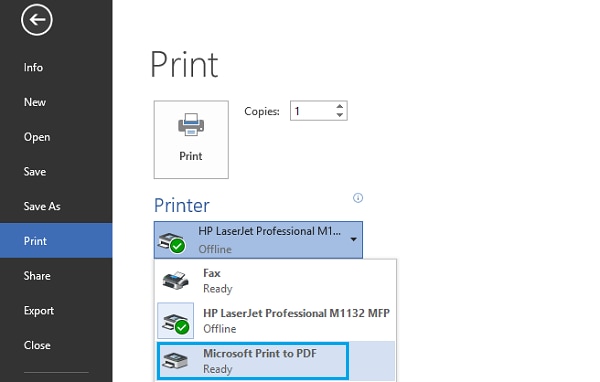 Save WordPad as PDF