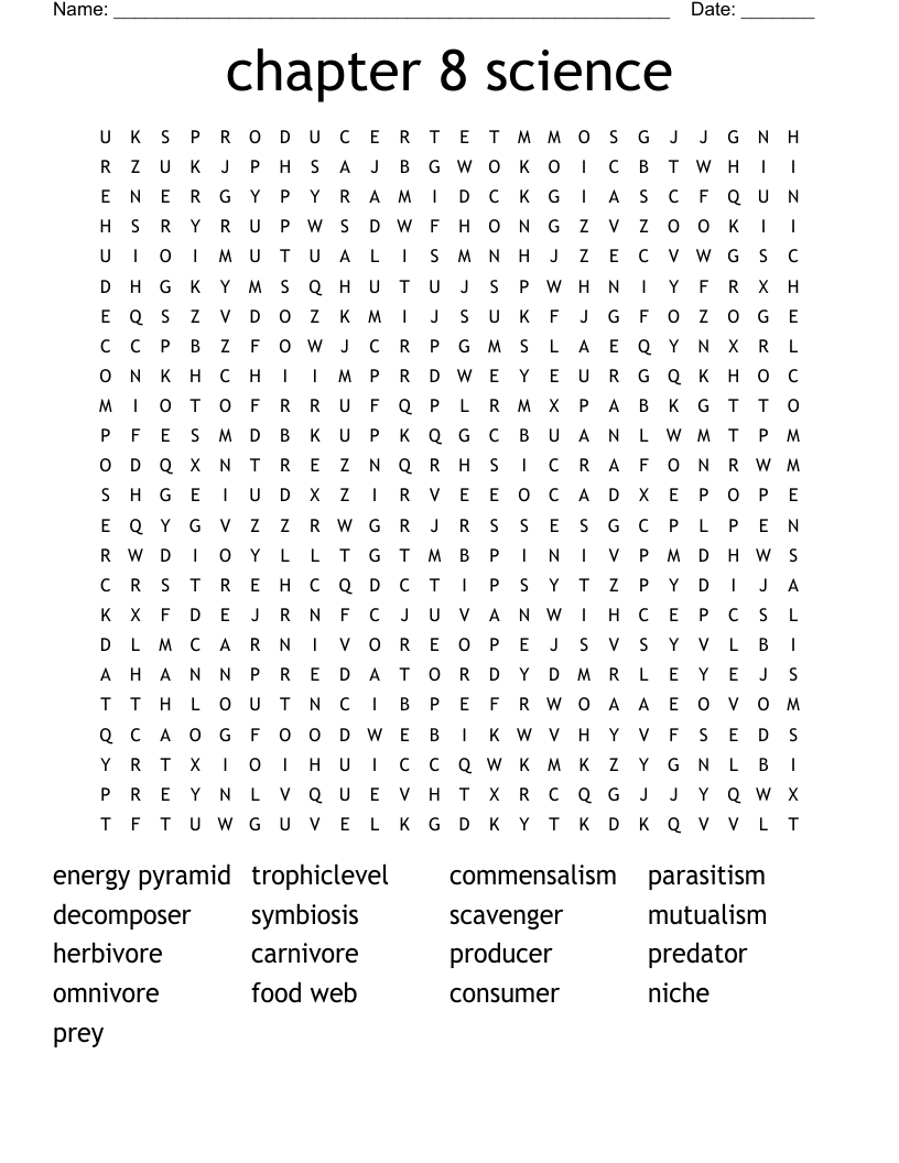 chapter 8 science Word Search