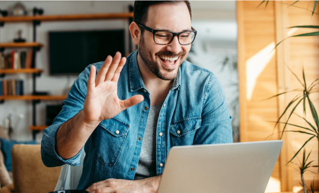 Man waving on zoom meetings