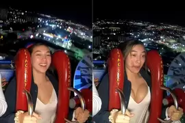 《看正妹表情就知道好不好玩》充滿魅力的國外遊樂設施「Sling Shot」，讓人充分的享受到刺激感❤