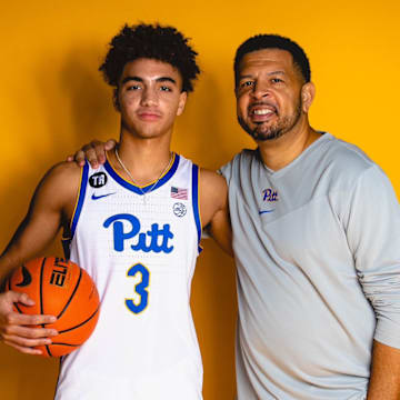 Pitt Basketball Head Coach Jeff Capel and Recruit Derek Dixon