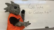 Oscar the Horned Toad did a phenomenal job getting the vote out in Coalinga, California, during March Mascot Madness.