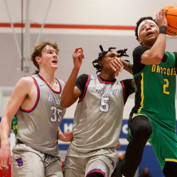 AZ Compass    Jeremiah Fears (2) drives to the basket during the game between Bartlett High School and AZ Compass Prep School during Memphis Hoopfest at Bartlett High School in Bartlett, Tenn., on Saturday, January 6, 2024.