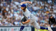 Jul 30, 2024; San Diego, California, USA; Los Angeles Dodgers starting pitcher Tyler Glasnow (31) throws a pitch during the first inning against the San Diego Padres at Petco Park. Mandatory Credit: David Frerker-Imagn Images