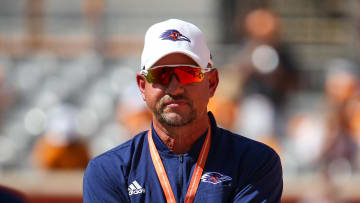 Sep 23, 2023; Knoxville, Tennessee, USA; UTSA Roadrunners head coach Jeff Traylor before the game between the Tennessee Volunteers and the UTSA Roadrunners at Neyland Stadium.