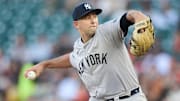 Jun 1, 2024; San Francisco, California, USA; New York Yankees starting pitcher Cody Poteet (72) throws a pitch against the San Francisco Giants during the first inning at Oracle Park. Mandatory Credit: Robert Edwards-Imagn Images