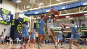 July 17, 2024; North Augusta, S.C., USA; Nightrydas Elite's Cameron Boozer (12) shoots the ball during the Nightrydas Elite and Team Herro game at the Nike Peach Jam at Riverview Park Activities Center. Nightrydas Elite won 88-58. Mandatory Credit: Katie Goodale-USA TODAY Network