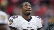 Dec 21, 2014; Houston, TX, USA; Baltimore Ravens wide receiver Jacoby Jones (12) during the game against the Houston Texans at NRG Stadium.