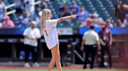 Haley Welch caused a stir by throwing out the first pitch at a Mets game. 