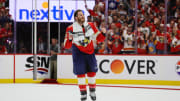 Jun 24, 2024; Sunrise, Florida, USA; Florida Panthers forward Matthew Tkachuk (19) celebrates winning the Stanley Cup after defeating Edmonton Oilers in game seven of the 2024 Stanley Cup Final at Amerant Bank Arena. Mandatory Credit: Sam Navarro-USA TODAY Sports