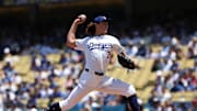 Aug 11, 2024; Los Angeles, California, USA;  Los Angeles Dodgers starting pitcher Tyler Glasnow (31) throws during the first inning against the Pittsburgh Pirates at Dodger Stadium. Mandatory Credit: Kiyoshi Mio-Imagn Images