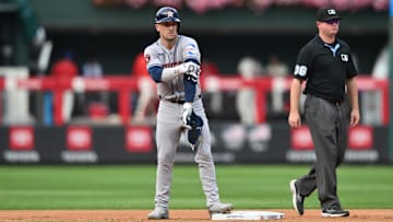 Aug 28, 2024; Philadelphia, Pennsylvania, USA; Houston Astros infielder Alex Bregman (2) looks on after hitting a double against the Philadelphia Phillies in the fourth inning at Citizens Bank Park. Mandatory Credit: Kyle Ross-Imagn Images