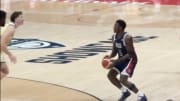 Team USA Basketball forward Anthony Edwards prepares to shoot the ball during an exhibition game against Team Australia at Etihad Arena in Abu Dhabi on Monday. 