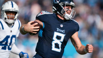 Tennessee Titans quarterback Will Levis (8) runs for the open field after recovering his fumble against the Indianapolis Colts during their game at Nissan Stadium in Nashville, Tenn., Sunday, Dec. 3, 2023. Levis ran about 50 yards for the end zone, but the play was called dead at the spot of the recovery.