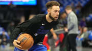 Dec 4, 2023; Sacramento, California, USA; Sacramento Kings guard Jordan Ford (31) warms up before the game against the New Orleans Pelicans at Golden 1 Center. Mandatory Credit: Darren Yamashita-USA TODAY Sports