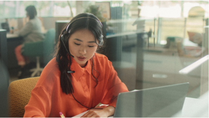 Woman working at the computer