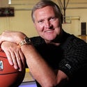 Jerry West On A Basketball Court