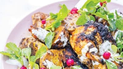 Green Chermoula Chicken with Yogurt and Radishes