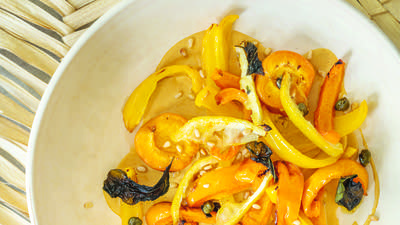 Oven-Roasted Bell Pepper and Apricot Salad 