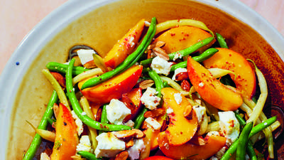 Salad of Nectarines, Green Beans, Almonds and Feta